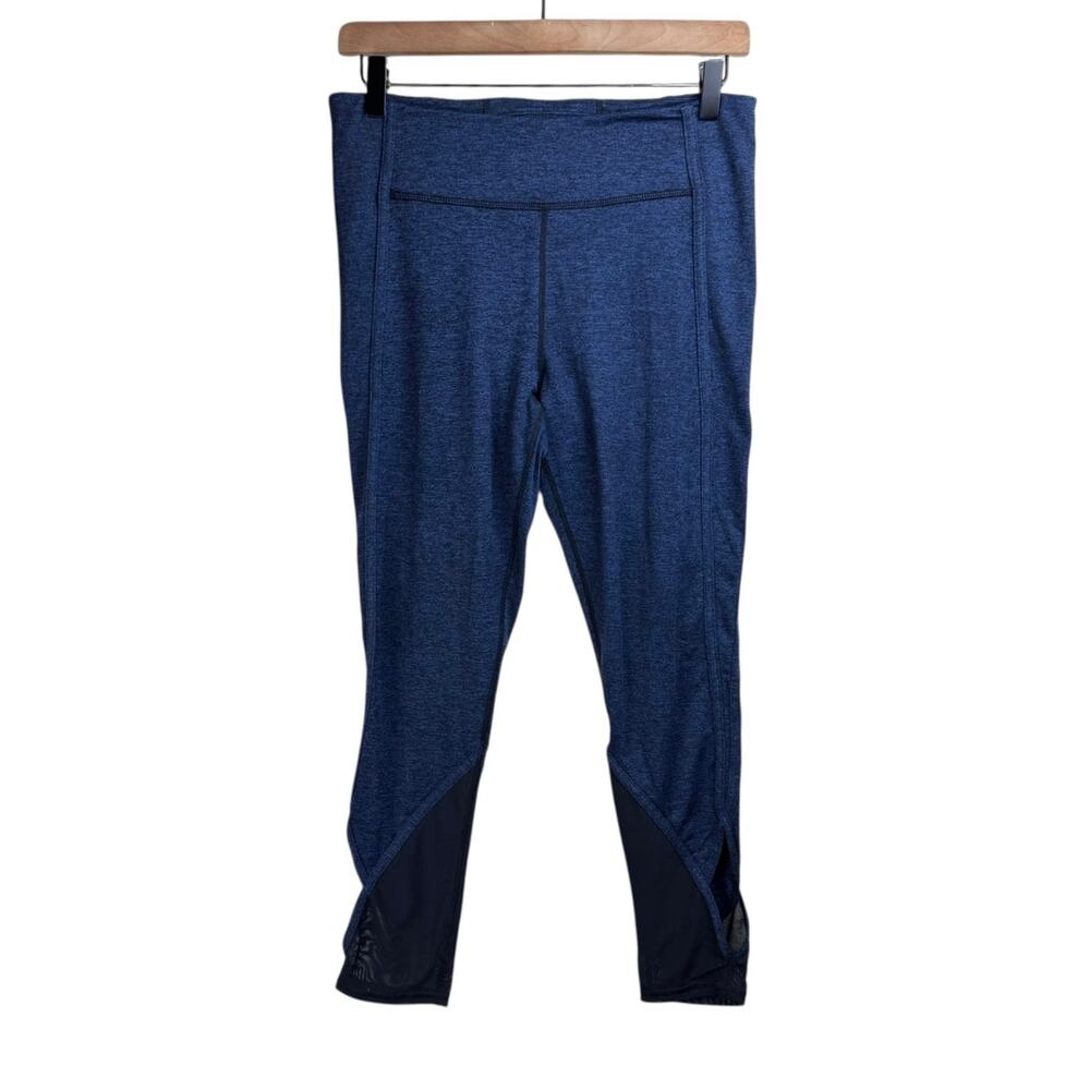 Free People Movement Navy Blue Mid Rise Mesh Calf Cut Out Ankle Length Leggings